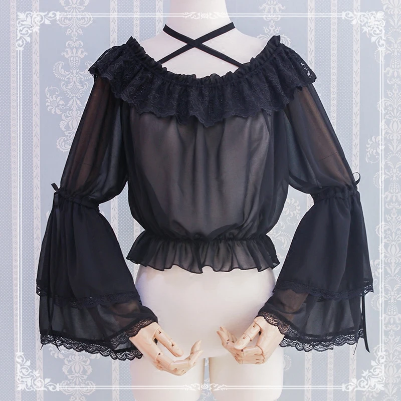 Chiffon White Black Lace Sweet Lolita Top See-through Underdress Blouse Cosplay Princess Blouses Costume Layer Lolita Coat Shirt
Chiffon White Black Lace Sweet Lolita Top See-through Underdress Blouse Cosplay Princess Blouses Costume Layer Lolita Coat Shirt