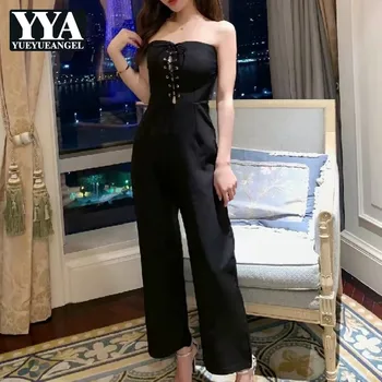 New Designer Sexy Sleeveless Off Shoulder Lace Up Women Jumpsuits Fashion High Waist Spring Summer Slim Ladies Wide Leg Jumpsuit
New Designer Sexy Sleeveless Off Shoulder Lace Up Women Jumpsuits Fashion High Waist Spring Summer Slim Ladies Wide Leg Jumpsuit