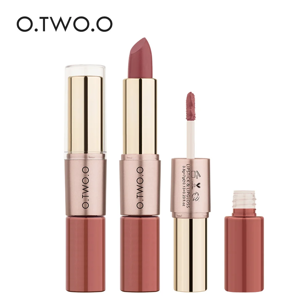 

O.TWO.O 2 in 1 Matte Lipstick Lips Makeup Cosmetics Waterproof Pintalabios Batom Mate Lip Gloss Rouge 12 Colors Choose