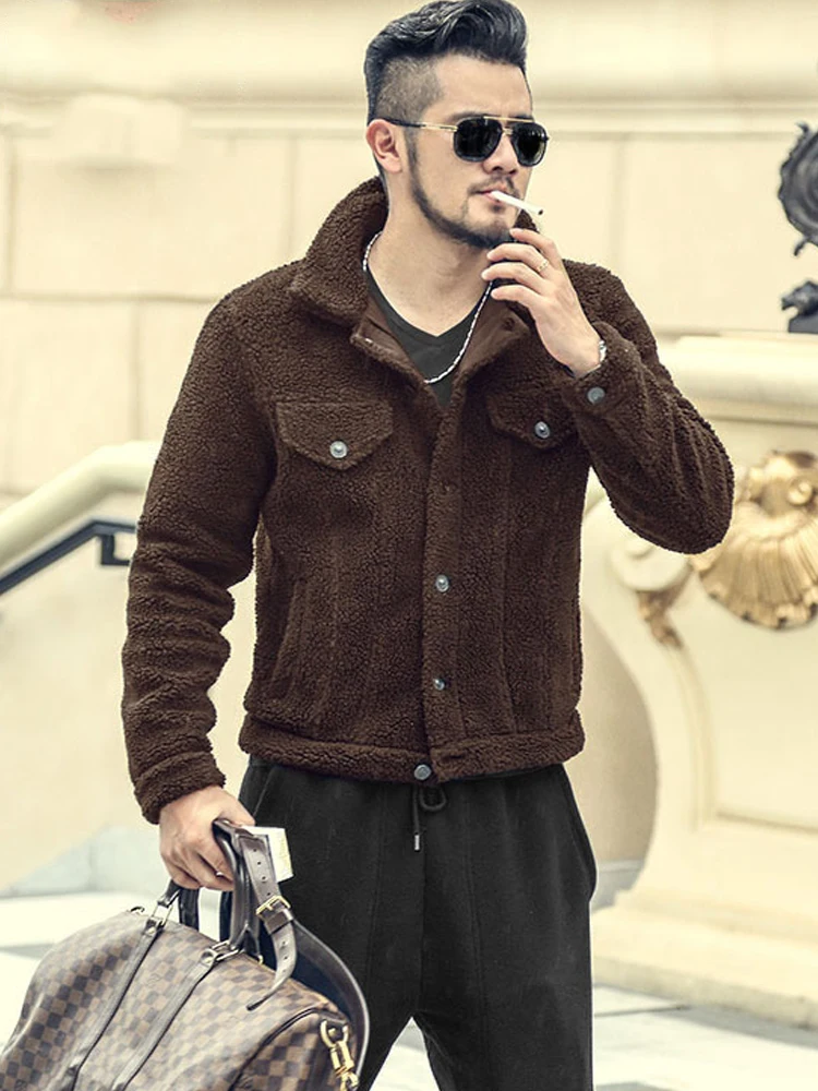 Men Autumn New Woolen Thick Warm European Style Fleece Furry Jacket Outwear Men's Winter Plush Brand Cotton Cardigan Coat F8217
Men Autumn New Woolen Thick Warm European Style Fleece Furry Jacket Outwear Men's Winter Plush Brand Cotton Cardigan Coat F8217