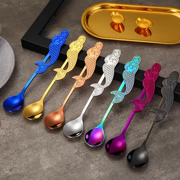 1PCS Colorful Mermaid Coffee Spoon Long Handle 304 Stainless Steel Coffee Spoon Ice Cream Dessert Tea Spoon Kitchen Accessories
1PCS Colorful Mermaid Coffee Spoon Long Handle 304 Stainless Steel Coffee Spoon Ice Cream Dessert Tea Spoon Kitchen Accessories