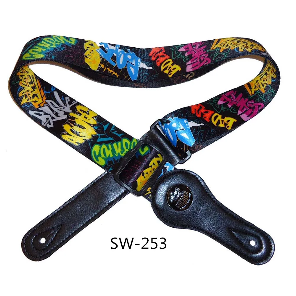 Guitar strap adjustable leather end polyester printed Cool skull design electric bass guitar strap belt
Guitar strap adjustable leather end polyester printed Cool skull design electric bass guitar strap belt
