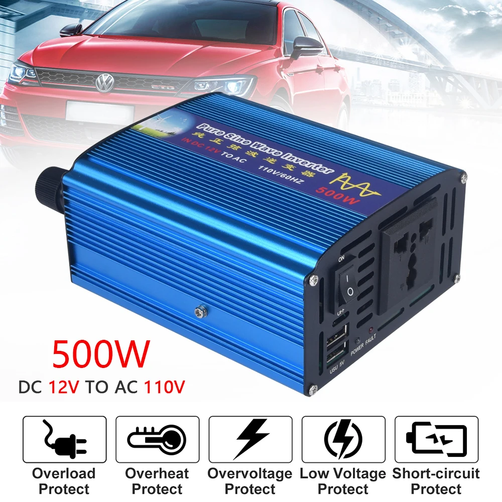 ZHST 500w DC12V To AC220V 50hz Car Pure Sine Wave Power Inverter Converter Booster For Car Charger Voltage Transformer
ZHST 500w DC12V To AC220V 50hz Car Pure Sine Wave Power Inverter Converter Booster For Car Charger Voltage Transformer