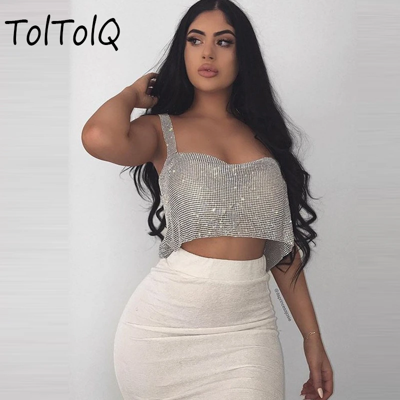 Sexy Women Shiny Tank Tops Gold Sequined Metal Diamonds 2019 Crop Tops Vest Tee Shirt Glitter Crystal Nightclub Basic Tops
Sexy Women Shiny Tank Tops Gold Sequined Metal Diamonds 2019 Crop Tops Vest Tee Shirt Glitter Crystal Nightclub Basic Tops