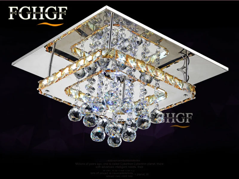 Modern Crystal LED Chandelier LED Diamond Sqaure Lamp Cristal lamparas de tech Flush Mounted Lighting for Living Room Bedroom (3)