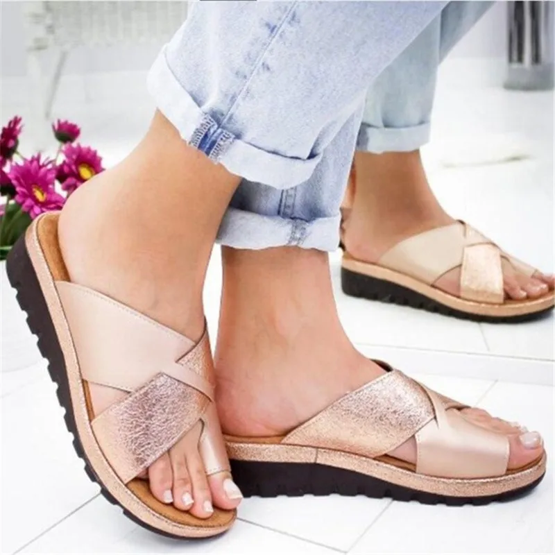 Women Artificial PU Shoes Slippers Orthopedic Bunion Corrector Comfy Platform Wedge Ladies Casual Big Toe Correction Sandal
Women Artificial PU Shoes Slippers Orthopedic Bunion Corrector Comfy Platform Wedge Ladies Casual Big Toe Correction Sandal