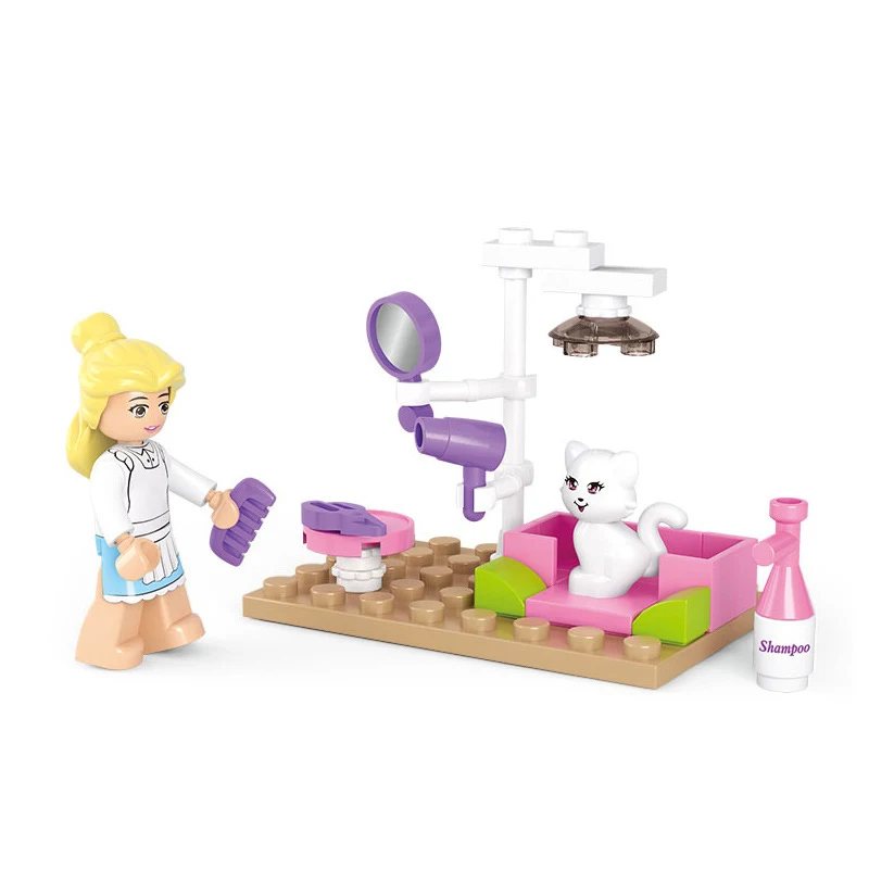 New Girl Friends Pet Cat Grooming Blow Hair Store Building Blocks Brick Compatible Blocks PlaymobilING Toys For Girl Children
New Girl Friends Pet Cat Grooming Blow Hair Store Building Blocks Brick Compatible Blocks PlaymobilING Toys For Girl Children