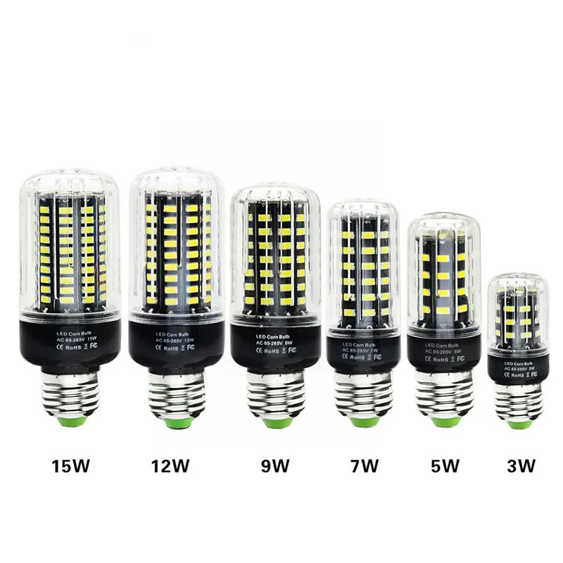 

85V-265V 5733 SMD LED Corn Bulb Lamp Smart Power IC Constant Current Design E27 E14 3W 5W 7W 9W 12W 15W No Flicker LED Lamparas