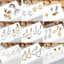 Nuevos pendientes de Metal geométrico círculo personalidad elegante pendientes de mujer estrellas hojas pendientes colgantes estilo coreano 2019(China)