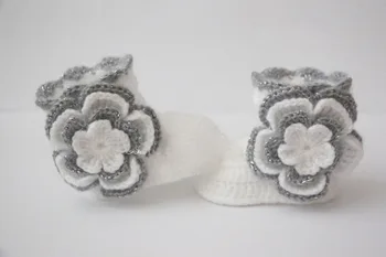 Crochet baby booties, baby girl shoes, boots, socks, white, silver grey, gray, flowers photo prop baby shower gift size:9cm,11cm
Crochet baby booties, baby girl shoes, boots, socks, white, silver grey, gray, flowers photo prop baby shower gift size:9cm,11cm