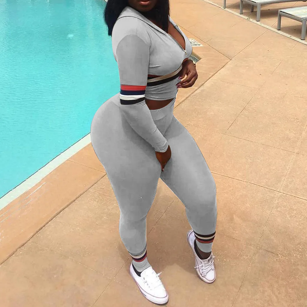 Fashion Plus Size 2 Piece Set Women Autumn Outfit Hooded Long Sleeve Stripes Tracksuit Fitness Sports Sweatshirt Tops+Pants Suit
Fashion Plus Size 2 Piece Set Women Autumn Outfit Hooded Long Sleeve Stripes Tracksuit Fitness Sports Sweatshirt Tops+Pants Suit
