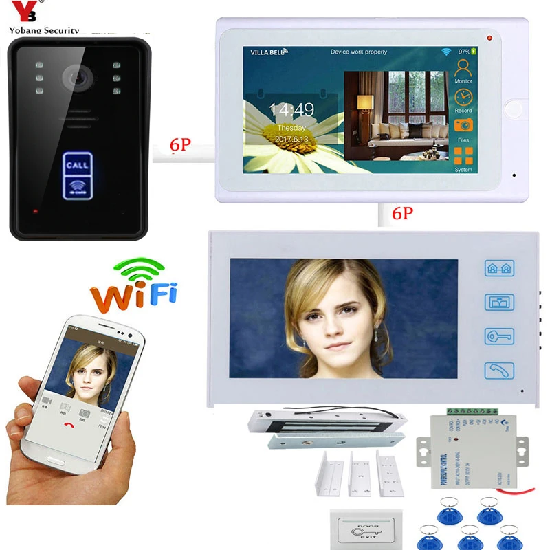 Yobang Security APP Control Video Doorbell 7 Inch LCD Wifi Wireless Video Door Phone Doorbell Intercom KIT RFID Access Door Lock
Yobang Security APP Control Video Doorbell 7 Inch LCD Wifi Wireless Video Door Phone Doorbell Intercom KIT RFID Access Door Lock