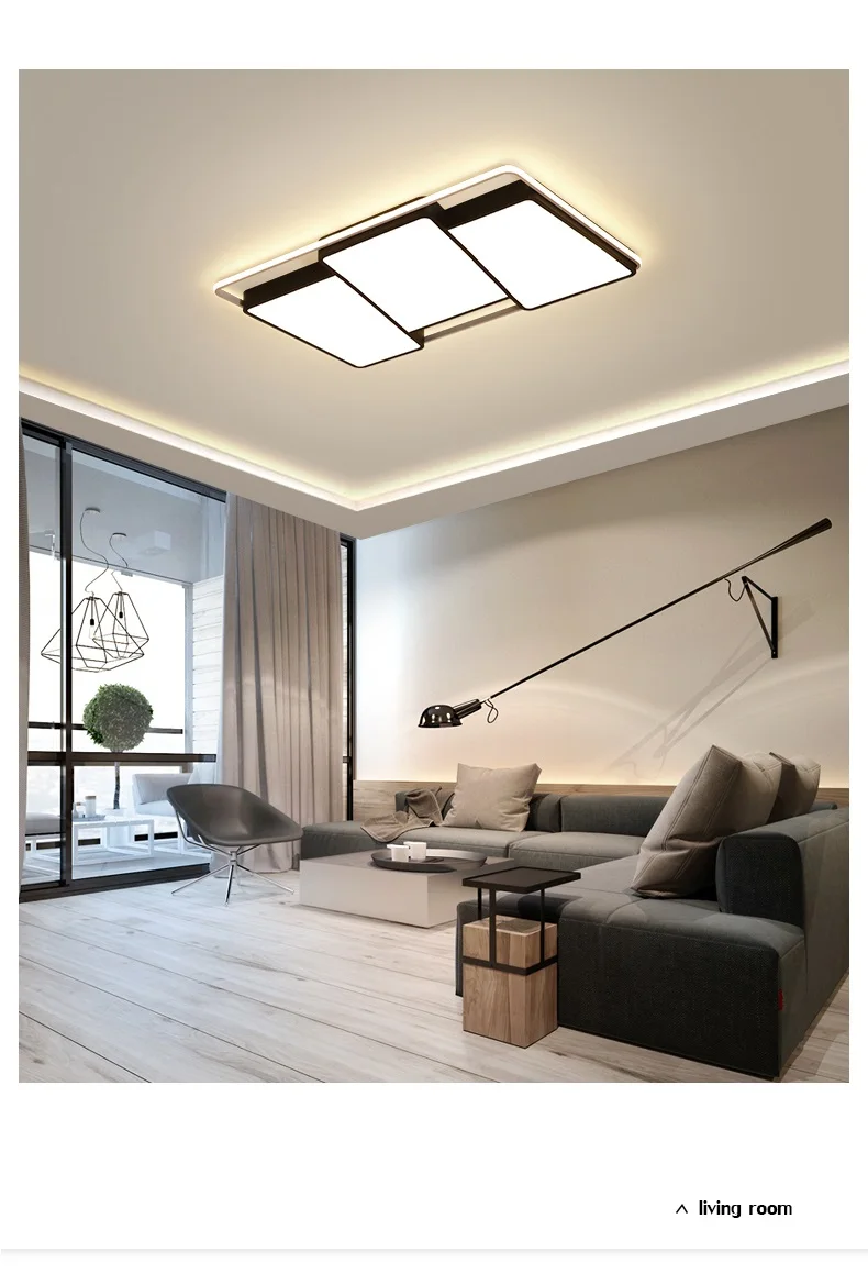 Black White Modern LED Chandelier Lighting For Living Dining Room Bedroom Acrylic Lustre Luminaria Lampadario Ceiling Chandeliers 6