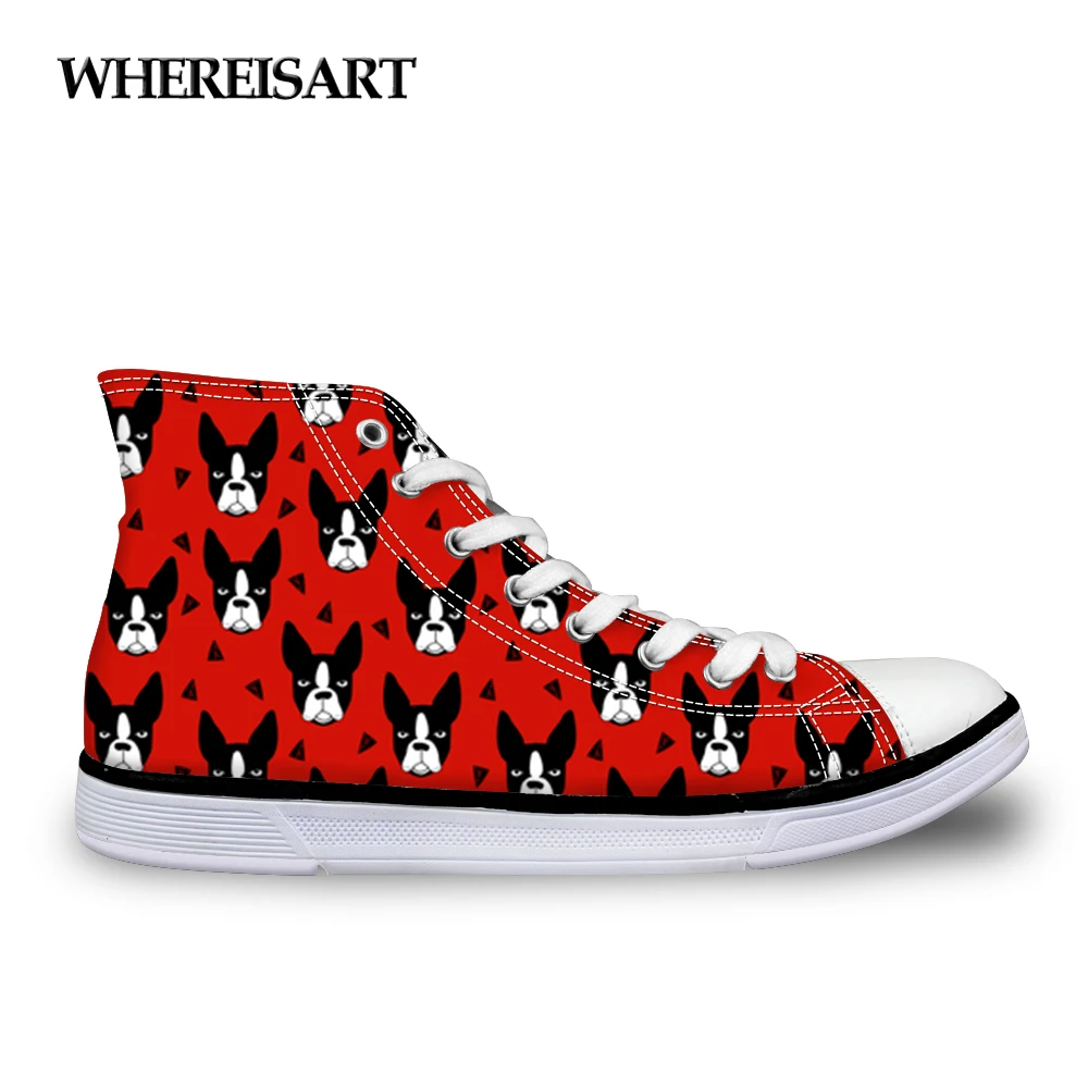 WHEREISART Boston Terrier Printing Women Sneakers Breathable Lace up Flats Vulcanize Shoes Canvas High top Woman Tenis Feminino
WHEREISART Boston Terrier Printing Women Sneakers Breathable Lace up Flats Vulcanize Shoes Canvas High top Woman Tenis Feminino