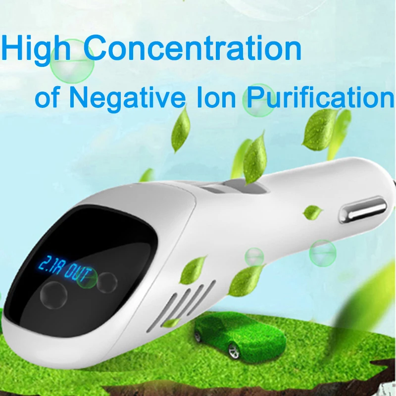 

Car Negative Ions Air Purifier Ionizer Dual USB Port 12V Mini freshener Fresh Air Anion Ionic Purifier Oxygen Bar Ozone Cleaner
