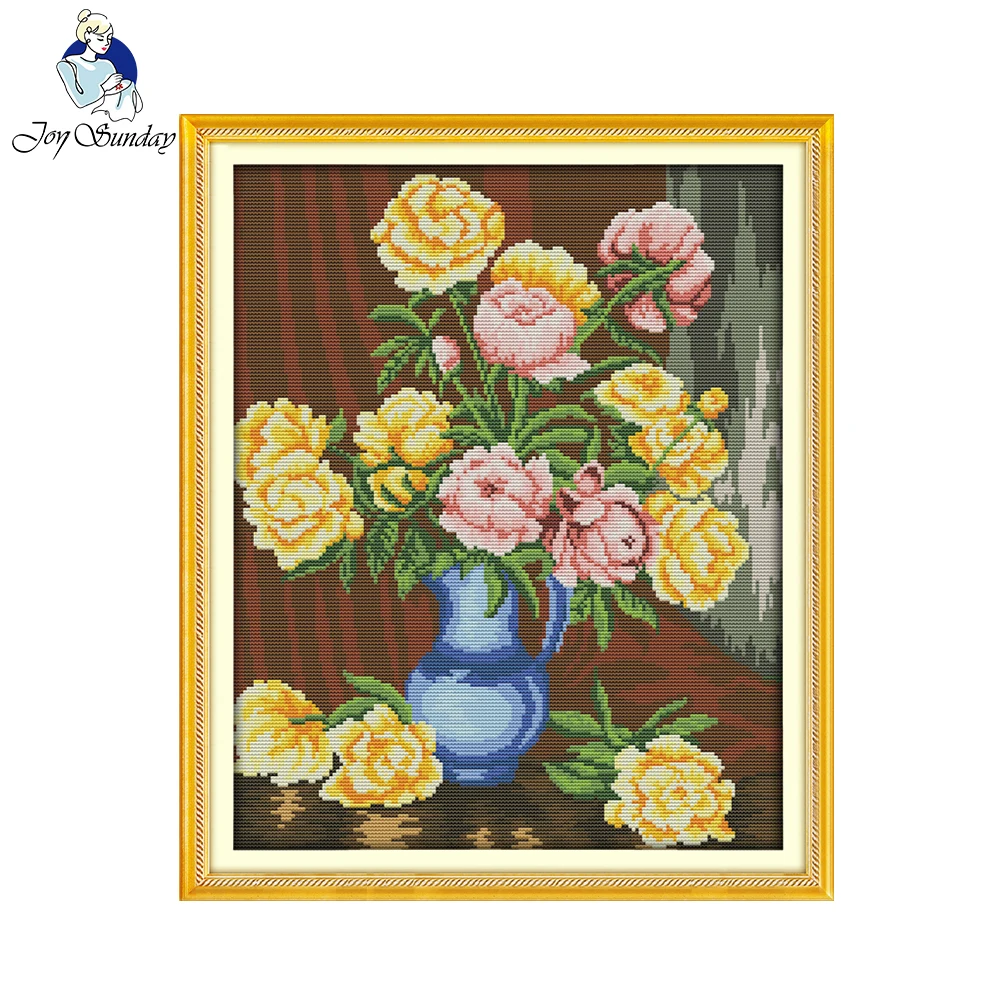 Joy Sunday The Peony Vases Pattern Handmade Counted Cross Stitch Set Embroidery Needlework Kits Cross Stitching Home Decoration
Joy Sunday The Peony Vases Pattern Handmade Counted Cross Stitch Set Embroidery Needlework Kits Cross Stitching Home Decoration