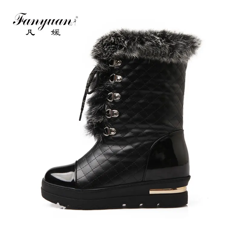 Fanyuan Size 34-42 Women Wedges High Heels Mid Calf Boots With Thick Fur Women Height Increasing Lace Up Snow Boots Footwear
Fanyuan Size 34-42 Women Wedges High Heels Mid Calf Boots With Thick Fur Women Height Increasing Lace Up Snow Boots Footwear