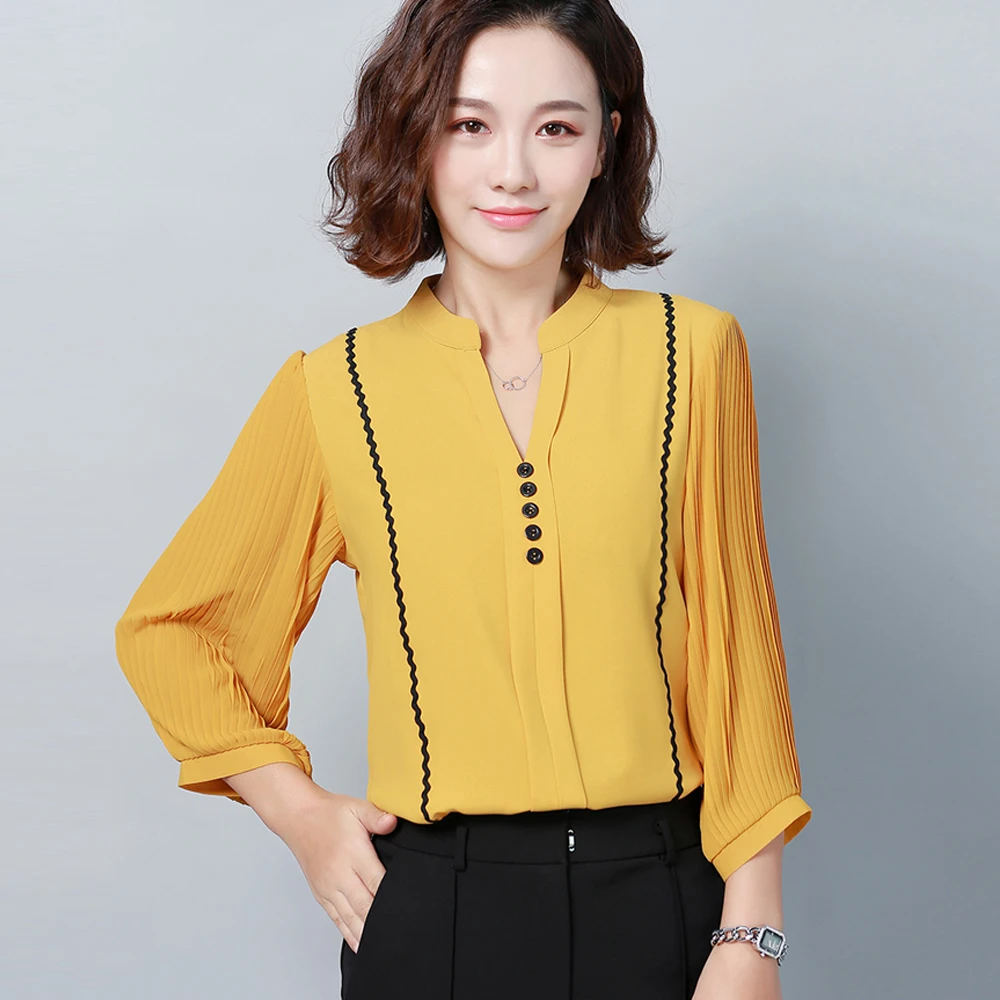 women Loose chiffon shirts sexy buttons V-neck pleated sleeve shirts blouses office lady OL shirts plus size women casual tops
women Loose chiffon shirts sexy buttons V-neck pleated sleeve shirts blouses office lady OL shirts plus size women casual tops