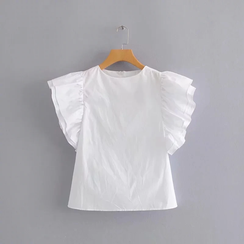Leisure Women Cascading Ruffle Short Sleeve Blouse Solid Female Round Neck Shirt 2019 Summer Cotton Tops S5869
Leisure Women Cascading Ruffle Short Sleeve Blouse Solid Female Round Neck Shirt 2019 Summer Cotton Tops S5869