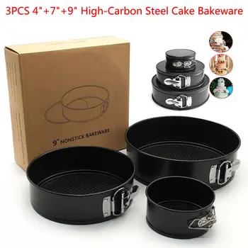 

3Pieces 4/7/9" Non Stick Cake Mold Baking Pan Tray Spring Form Round Bakeware Set Baking Dishes Springform Pans Drop shipping