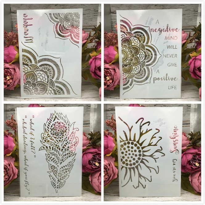 4Pcs/Lot A4 Feather 1/2 1/4 Circle DIY Layering Stencils Painting Scrapbook Coloring Embossing Album Decorative Card Template
4Pcs/Lot A4 Feather 1/2 1/4 Circle DIY Layering Stencils Painting Scrapbook Coloring Embossing Album Decorative Card Template