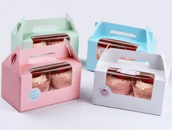 50 pcs 4 colors Muffin Cake Box With Handle&Clear Window Contain 2 Cupcakes Cup Cake Packing for party weeding
50 pcs 4 colors Muffin Cake Box With Handle&Clear Window Contain 2 Cupcakes Cup Cake Packing for party weeding