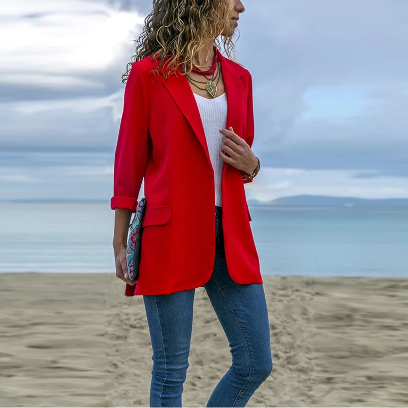 Fashion Women Jacket Elegant Autumn Blazers Work Office Lady Suit Slim Black None Button Business Blazer Coat Outwear
Fashion Women Jacket Elegant Autumn Blazers Work Office Lady Suit Slim Black None Button Business Blazer Coat Outwear