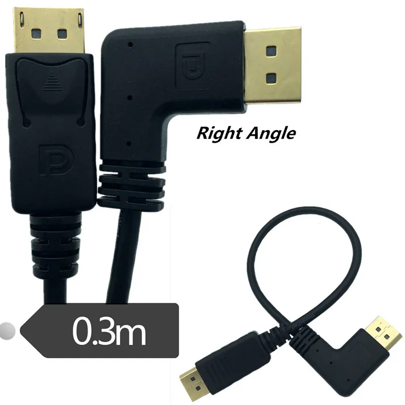 Gold plated 90 degree Left Right elbow dp line male to male 4K patch cord 1.2 HD displayport cable 0.3m
Gold plated 90 degree Left Right elbow dp line male to male 4K patch cord 1.2 HD displayport cable 0.3m