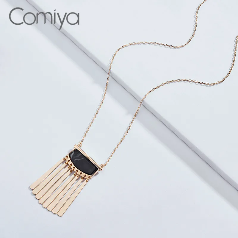 Comiya Fashion Necklaces Gold Color Links Geometric Long Pendant Decoration Chains Vintage Jewelry Collier Femme Maxi Necklace | Украшения