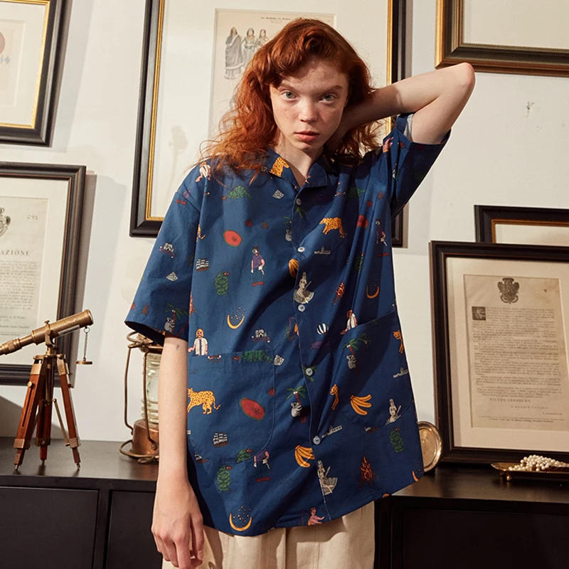2018 New Design Fashion Women Summer Chiffon Blouse Pockets Notched Collar African Landscape Printed Femme Blue Shirt Top Loose
2018 New Design Fashion Women Summer Chiffon Blouse Pockets Notched Collar African Landscape Printed Femme Blue Shirt Top Loose