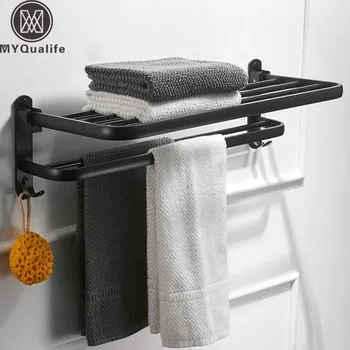 Matte Black Movable Bath Towel Holder No punching Wall Mounted Bath Towel Shelf Folding Towel Holder Towel Bar with Hooks
Matte Black Movable Bath Towel Holder No punching Wall Mounted Bath Towel Shelf Folding Towel Holder Towel Bar with Hooks