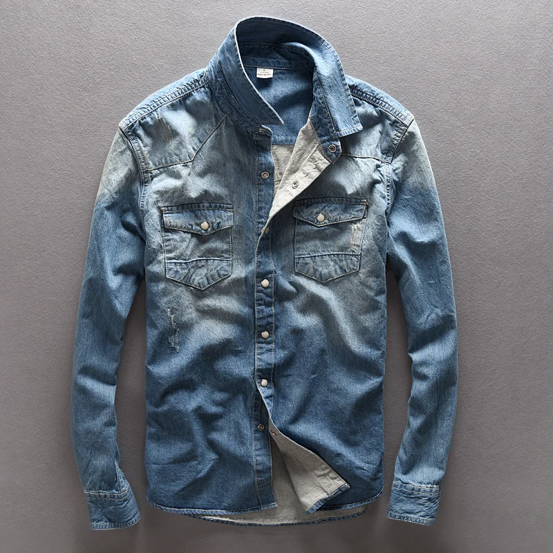 2016 New Autumn Denim Shirt Men Long Sleeve Solid Shirt Men cotton Slim Fit Casual Male camisa Social Dress mens shirts Clothes
2016 New Autumn Denim Shirt Men Long Sleeve Solid Shirt Men cotton Slim Fit Casual Male camisa Social Dress mens shirts Clothes