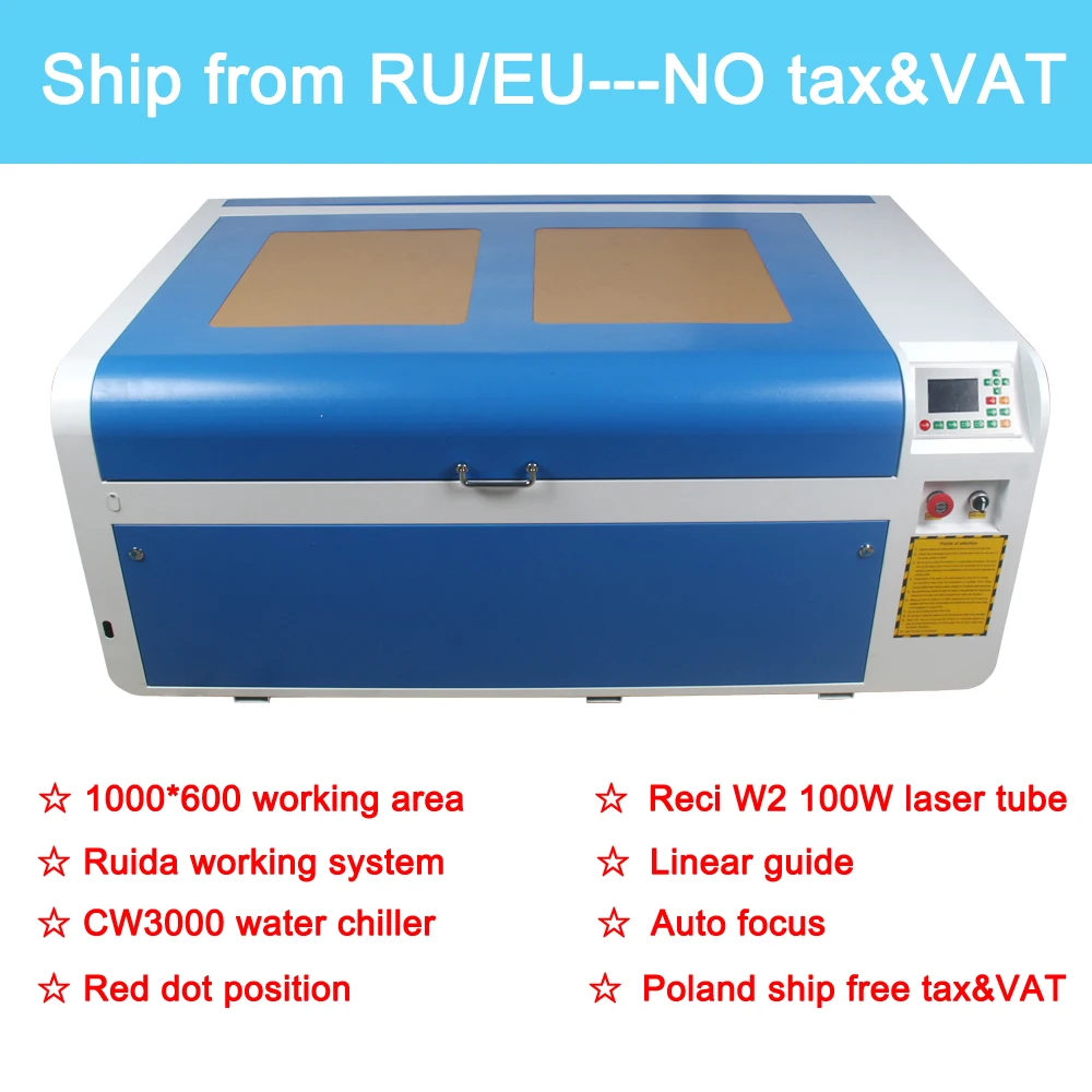 No Tax Reci 100W Laser Cutting Engraving Machine Ruida DSP 1000*600 Laser machine 100W Work Size CW3000 Chiller Rotation Axis
No Tax Reci 100W Laser Cutting Engraving Machine Ruida DSP 1000*600 Laser machine 100W Work Size CW3000 Chiller Rotation Axis