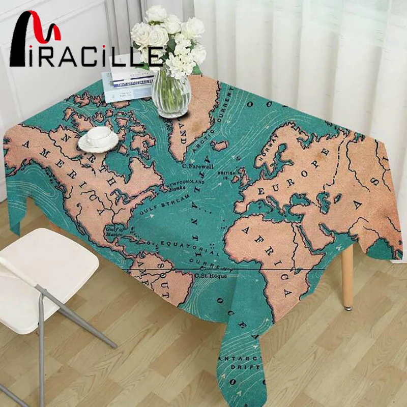 Miracille Home Tablecloth Creative Printed World Map 100% Polyester Customized Simple Furniture Dust Proof Covers Fabric Cloth
Miracille Home Tablecloth Creative Printed World Map 100% Polyester Customized Simple Furniture Dust Proof Covers Fabric Cloth