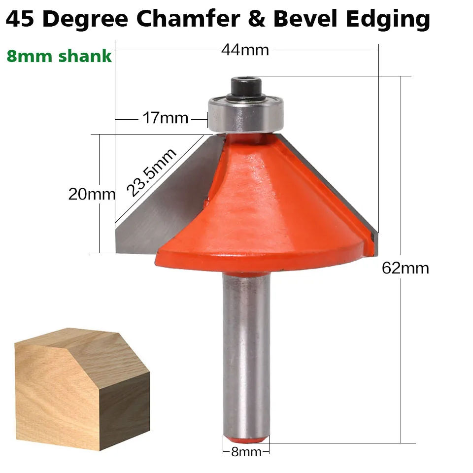 1pc 8mm Shank High Quality Large 45 Degree Chamfer & Bevel Edging Router Bit Wood Cutting Tool woodworking router bits
1pc 8mm Shank High Quality Large 45 Degree Chamfer & Bevel Edging Router Bit Wood Cutting Tool woodworking router bits