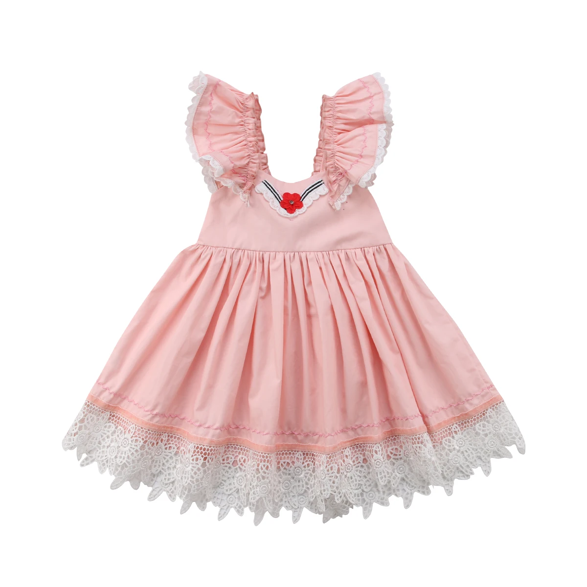 Фото Кружевное платье без рукавов с оборками для маленьких девочек платья принцессы