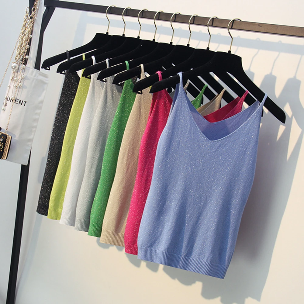 Casual Knitting Camisoles Women Sexy Tank Tops Deep V-neck Slim Sling Solid Spaghetti Strap Vest Fitness T-Shirt Plus Size Gold
Casual Knitting Camisoles Women Sexy Tank Tops Deep V-neck Slim Sling Solid Spaghetti Strap Vest Fitness T-Shirt Plus Size Gold