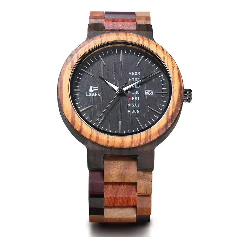 Mens Wood Watch Date and Week Display with Unique Mixed Color Natural Bamboo Band Watches
Mens Wood Watch Date and Week Display with Unique Mixed Color Natural Bamboo Band Watches