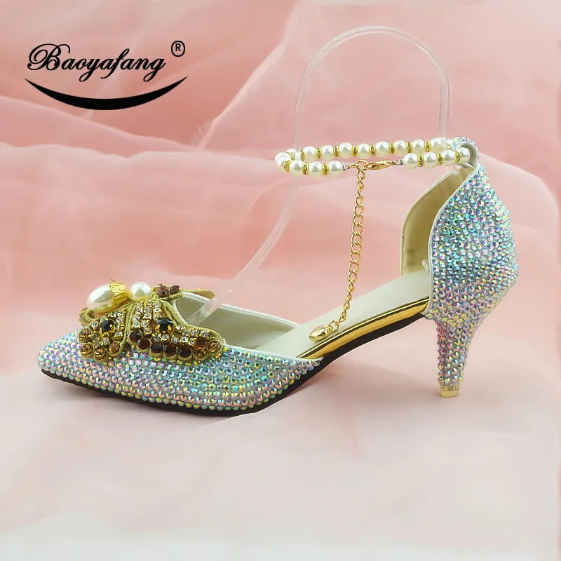 2019 New arrival Pointed toe Womens wedding shoes 6cm woman crystal party dress shoes White AB Drill Butterfly
2019 New arrival Pointed toe Womens wedding shoes 6cm woman crystal party dress shoes White AB Drill Butterfly
