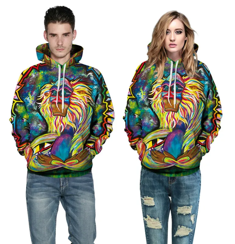 RUNNING CHICK Monkey digital print baseball suit, big size, hooded suit, lover suit.
RUNNING CHICK Monkey digital print baseball suit, big size, hooded suit, lover suit.
