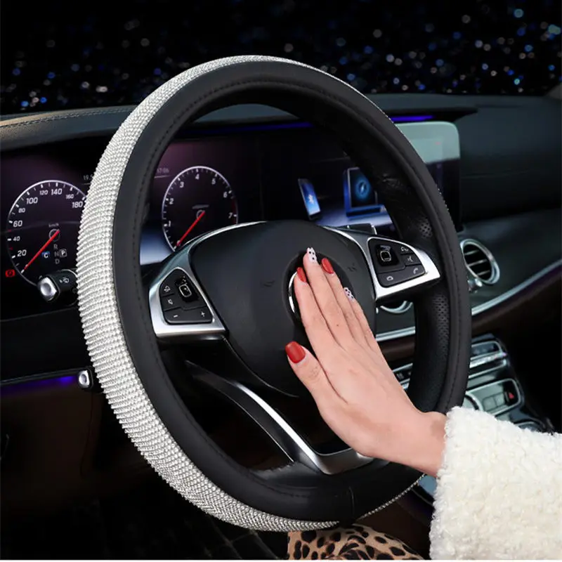 Luxury Rhinestones Crystal Car Steering Wheel Cover PU Leather Steering-wheel covers Auto Accessories Case Car Styling
Luxury Rhinestones Crystal Car Steering Wheel Cover PU Leather Steering-wheel covers Auto Accessories Case Car Styling
