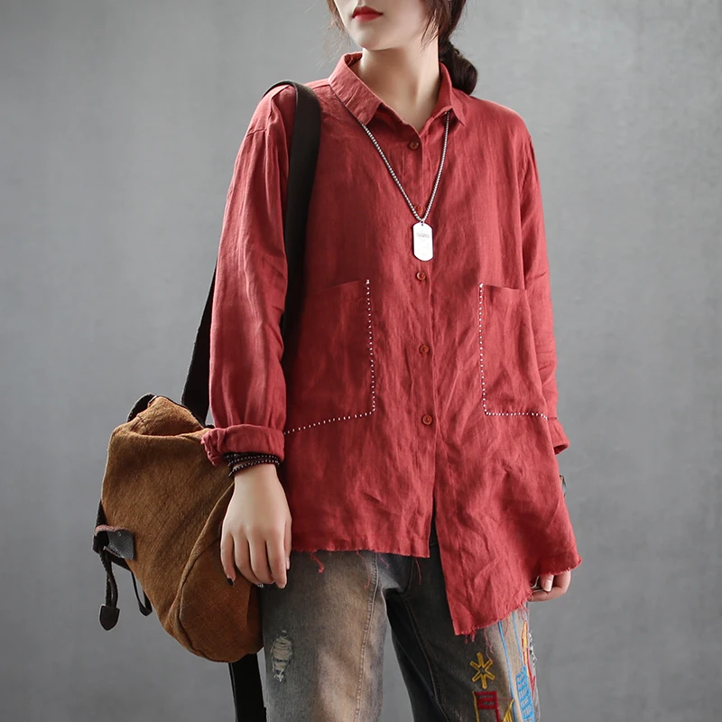 Johnature Women Irregular Shirts Embroidery Blouses 2019 Spring Long Sleeve Vintage Tops Button Pockets Solid Color Shirts Women
Johnature Women Irregular Shirts Embroidery Blouses 2019 Spring Long Sleeve Vintage Tops Button Pockets Solid Color Shirts Women