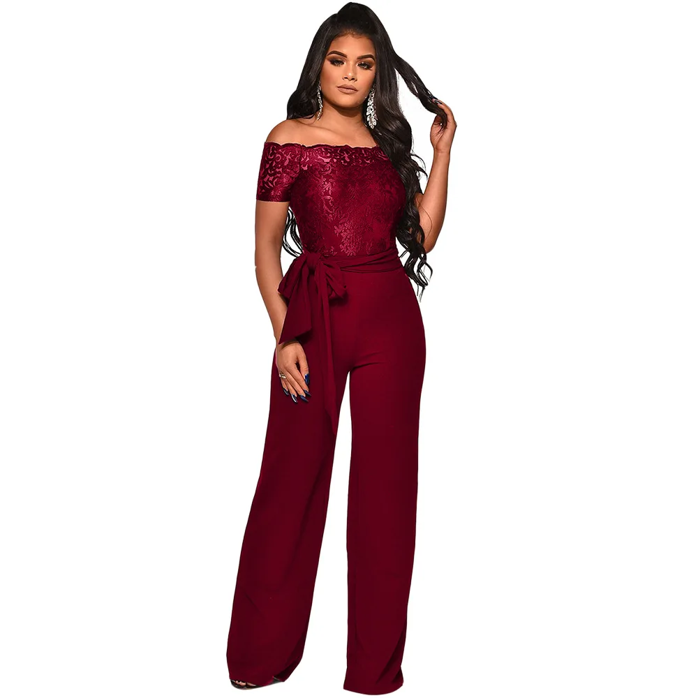 Appliques Patchwork Lace Jumpsuit Women Sexy Off Shoulder Slash Neck Short Sleeve Women Jumpsuit Elegant Slim Wide Leg Jumpsuit
Appliques Patchwork Lace Jumpsuit Women Sexy Off Shoulder Slash Neck Short Sleeve Women Jumpsuit Elegant Slim Wide Leg Jumpsuit