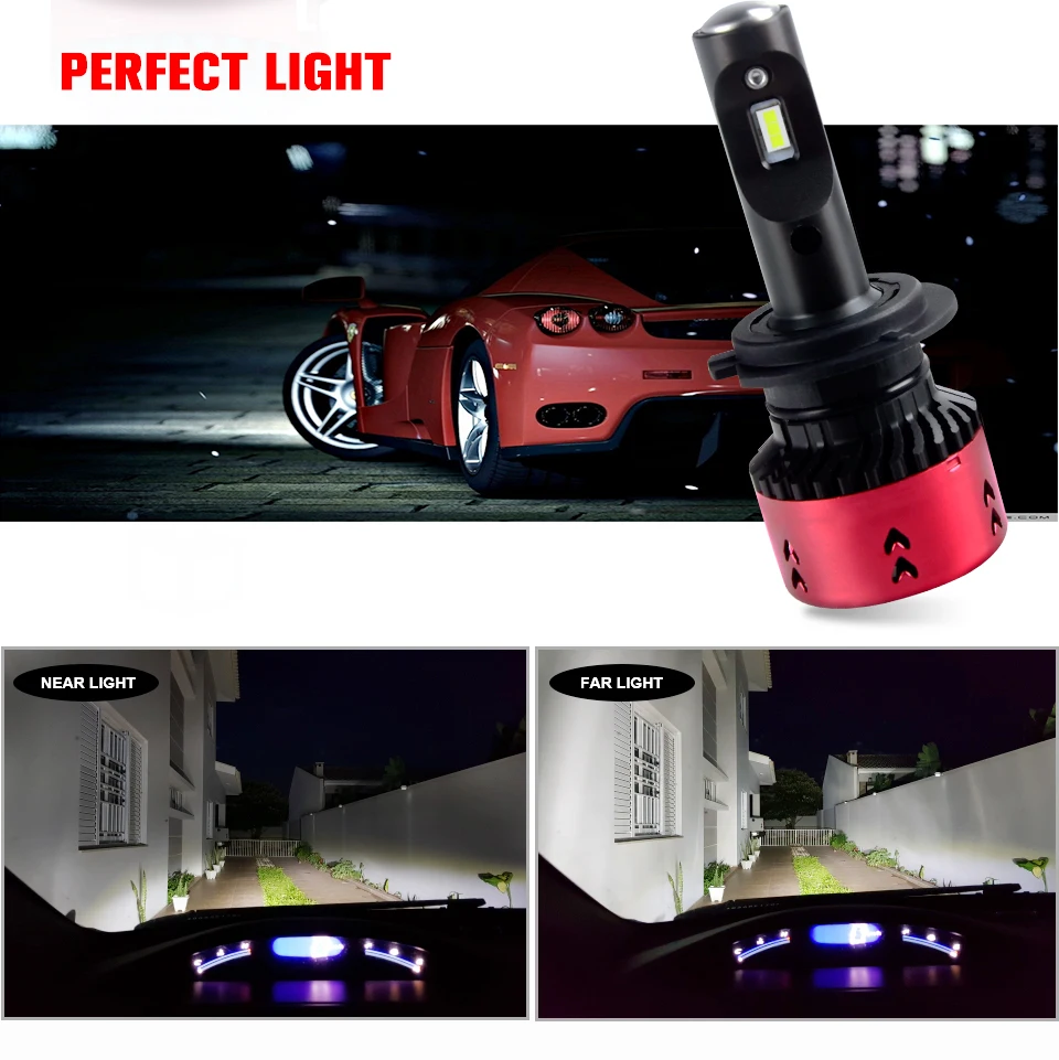 Foxcncar Led H4 H7 H11 CSP Led Car Headlight Bulb Kit 16000LM 70W H7 Led DC 12V 9005 9006 9007 6500K Auto Front Lamp Car Styling (16)