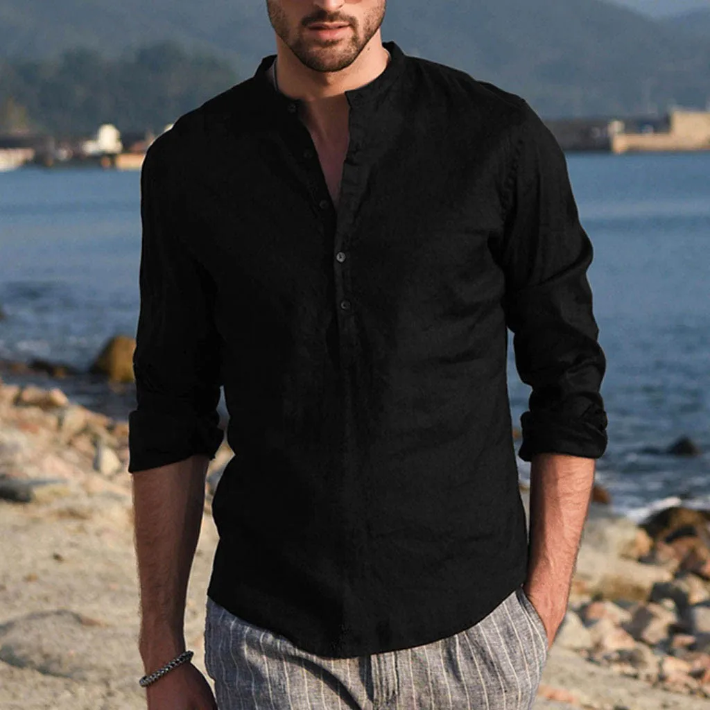 feitong Men's Summer Shirts Tops Blouse Baggy Cotton Linen Solid Long Sleeve Button Retro Cool Thin Breathable Shirt Men Chemise
feitong Men's Summer Shirts Tops Blouse Baggy Cotton Linen Solid Long Sleeve Button Retro Cool Thin Breathable Shirt Men Chemise