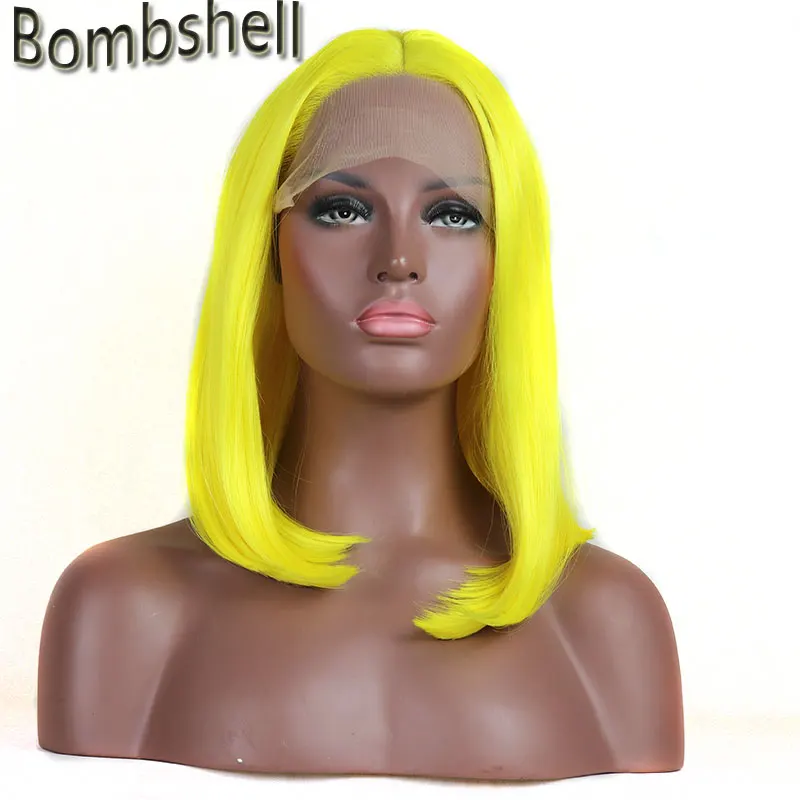 Bombshell short bob synthetic lace front wig light yellow glueless heat resistant fiber middle parting for white women wigs
Bombshell short bob synthetic lace front wig light yellow glueless heat resistant fiber middle parting for white women wigs