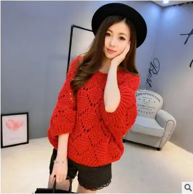 MLXSLKY Autumn solid color women's round neck hollow knitted sweater Loose womens red sweater
MLXSLKY Autumn solid color women's round neck hollow knitted sweater Loose womens red sweater