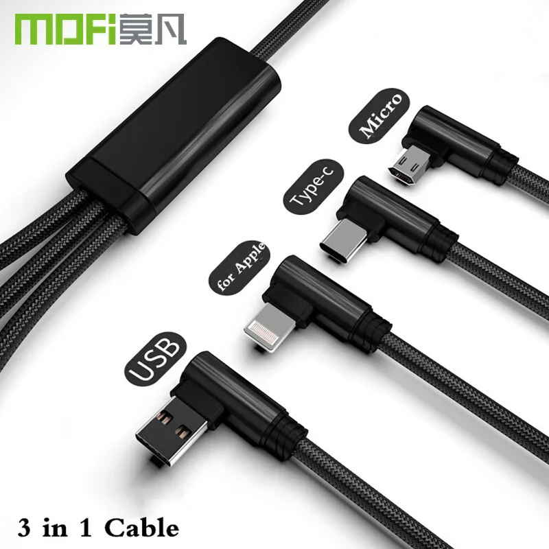 MOFi 3 in 1 USB Charger Cable for iPhone X XS XR Max 7 8 for Samsung S10 for Xiaomi Phone Charging IOS Android Type C Micro USB
MOFi 3 in 1 USB Charger Cable for iPhone X XS XR Max 7 8 for Samsung S10 for Xiaomi Phone Charging IOS Android Type C Micro USB