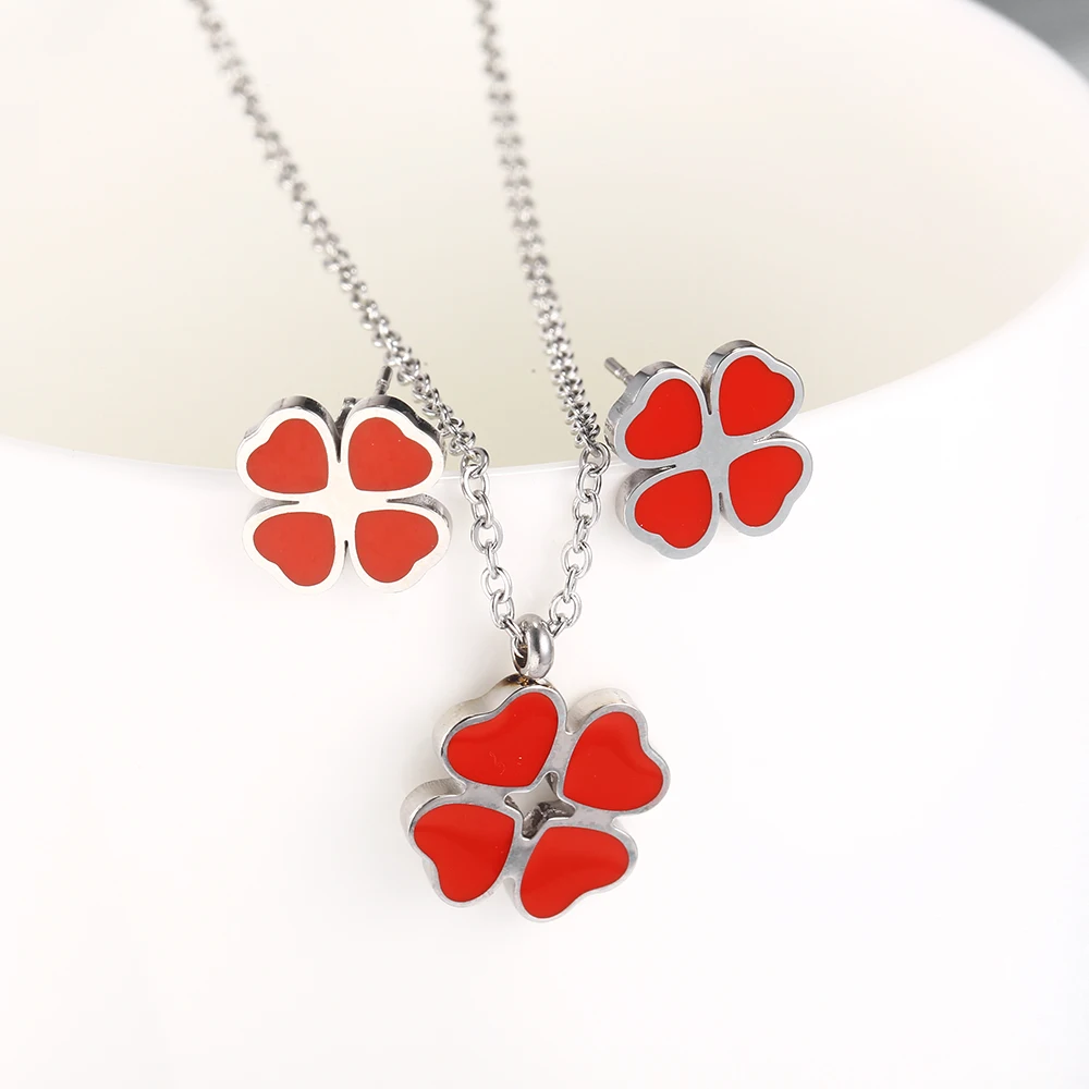 Stainless steel jewelry accessories set heart-shaped four-leaf clover earrings necklace necklace female fashion jewelry
Stainless steel jewelry accessories set heart-shaped four-leaf clover earrings necklace necklace female fashion jewelry