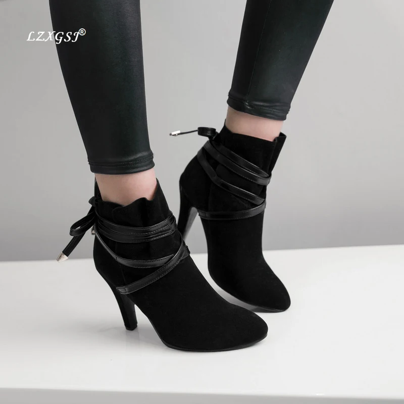 LZXGSJ 2018 women winter boots basic ankel high super high thin heels pointed toe fashion classics casual lace-up cross-tied
LZXGSJ 2018 women winter boots basic ankel high super high thin heels pointed toe fashion classics casual lace-up cross-tied